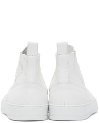 Alexandre Plokhov White Creased Leather Mid Top Sneakers