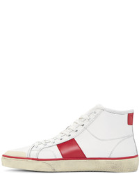 Saint Laurent White Distressed Court Classic Mid Top Sneakers