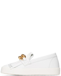 Giuseppe Zanotti White Fringe Chain Loafer Sneakers