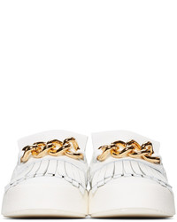 Giuseppe Zanotti White Fringe Chain Loafer Sneakers