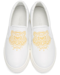 Kenzo White Leather Tiger Sneakers