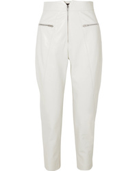 White Leather Tapered Pants