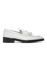 White Leather Tassel Loafers