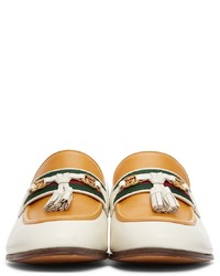 Gucci White Yellow Paride Loafers