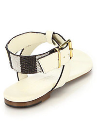 Burberry Kington Flat Leather Thong Sandals