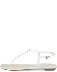 Prada Leather Thong Flat Sandal Bianco