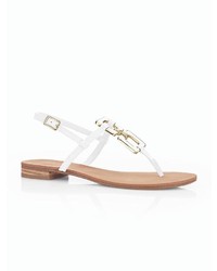 Talbots Loral Square Link Patent Leather Thong Sandals