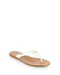 Prada Saffiano Patent Leather Thong Sandals Bianco White
