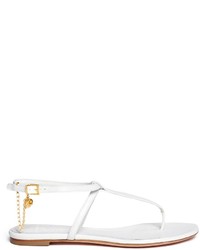 Alexander McQueen Skull Charm Chain Leather Thong Sandals