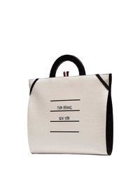 Thom Browne Black And White Paper Label Leather Briefcase