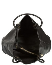 Sole Society Braided Handle Faux Leather Tote Black