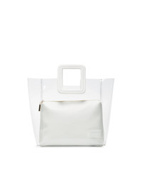 Staud Clear And White Shirley Pvc And Leather Tote