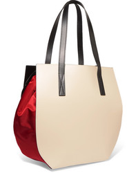 Marni Color Block Leather And Satin Shoulder Bag