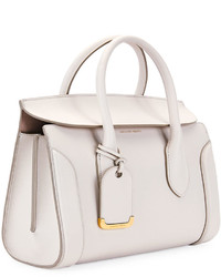 Alexander McQueen Heroine 30 Small Sweet Calf Leather Tote Bag Off White