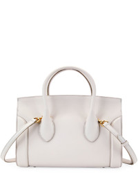 Alexander McQueen Heroine 30 Small Sweet Calf Leather Tote Bag Off White
