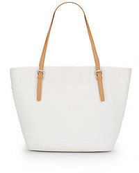 Saks Fifth Avenue Leather Trimmed Paper Straw Tote