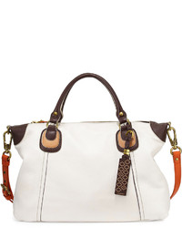 Oryany Maria Colorblock Leather Satchel Bag White Multi
