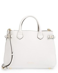 Burberry Medium Banner Leather Tote White