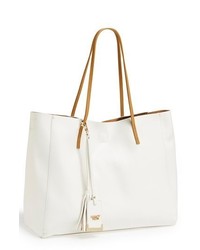 POVERTY FLATS by rian Colorful Faux Leather Shopper Extra Large White