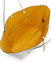 Neiman Marcus Reversible Faux Leather Tote Bag Whiteyellow