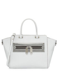 Milly Riley Leather Tote Bag White
