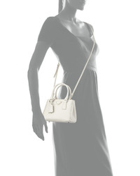 Prada Saffiano Lux Micro Tote Bag Wshoulder Strap White