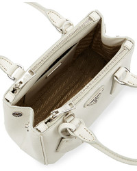 Prada Saffiano Lux Micro Tote Bag Wshoulder Strap White