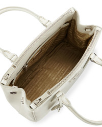 Prada Saffiano Lux Small Double Zip Tote Bag White