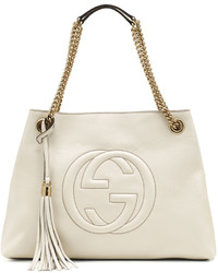 Gucci Soho Leather Medium Chain Strap Tote White