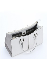 Tod's White And Grey Leather Structured Top Handle Tote