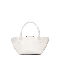 Dorateymur White Mini Lat Leather Tote Bag