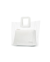Staud White Shirley Leather Pvc Tote