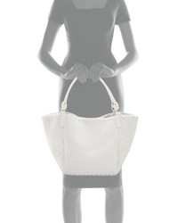 Neiman Marcus Woven Large Tote Bag White