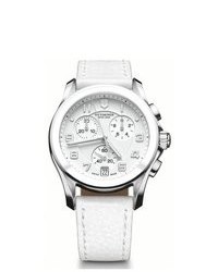 0 Swiss Army Chronograph Classic Leather White Dial Watch V2415