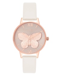 Olivia Burton 3d Butterfly Leather Watch
