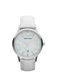 Armani Emporio Classic White Leather Watch Ar2465