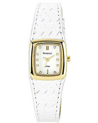 Swarovski Armitron Now Crystal Accent White Leather Strap Watch