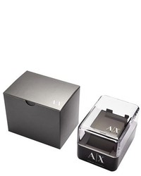 Armani Exchange Ax Stripe Dial Leather Strap Watch 36mm