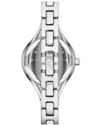 Emporio Armani Baguette Crystal Bezel Leather Strap Watch 28mm