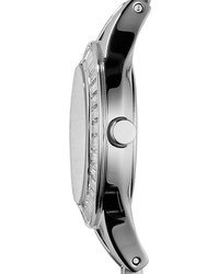 Emporio Armani Baguette Crystal Bezel Leather Strap Watch 28mm