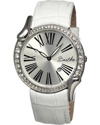 Bertha Olive Br2502 White Leathersilver Wrist Watches