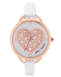 Betsey Johnson White Leather Strap Watch 39mm Bj00067 28