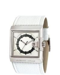 Black Dice Grind White Leather White Dial Quartz Watch
