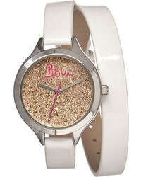 Boum Confetti Bm1206 White Leathergold Glitter Wrist Watches
