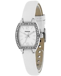 Fossil Bq1211 Classic White Leather Watch With Crystal Accents