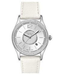 Breil Miglia Crystal Bezel Leather Strap Watch 37mm White