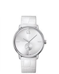 Calvin Klein White Ck Accent Leather Strap Watch K2y211k6