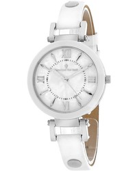 Christian Van Sant Cv8161 Petite White Leather Watch