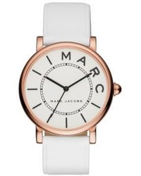 Marc Jacobs Classic Rose Goldtone Stainless Steel And Leather Three Hand Strap Watch