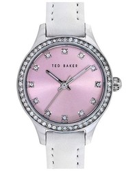 Ted Baker London Crystal Bezel Leather Strap Watch 24mm